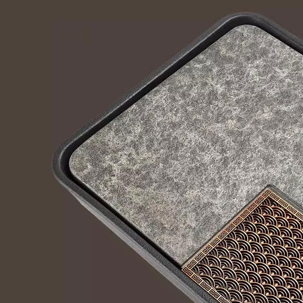 Bandejas de té para servir sala de estar, hogar, bandeja de té seco, oficina, alta calidad, piedra negra y dorada, bandeja de almacenamiento de agua pequeña bandeja de té