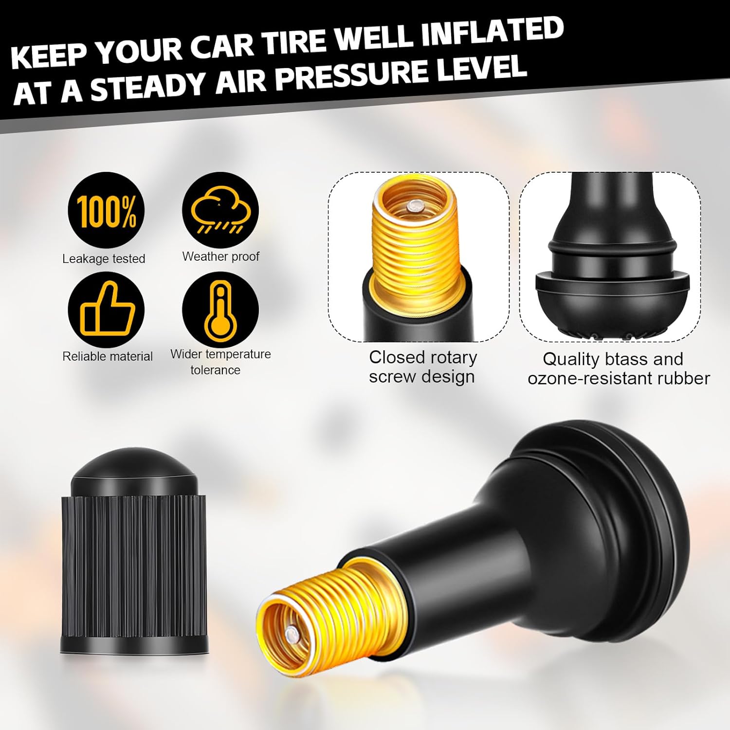 TR413 Tubeless Valve Stems - Rubber Snap-in Valve Stems, Black, Standard Length, Replacement for Car Tubeless Rims(500 Pcs)