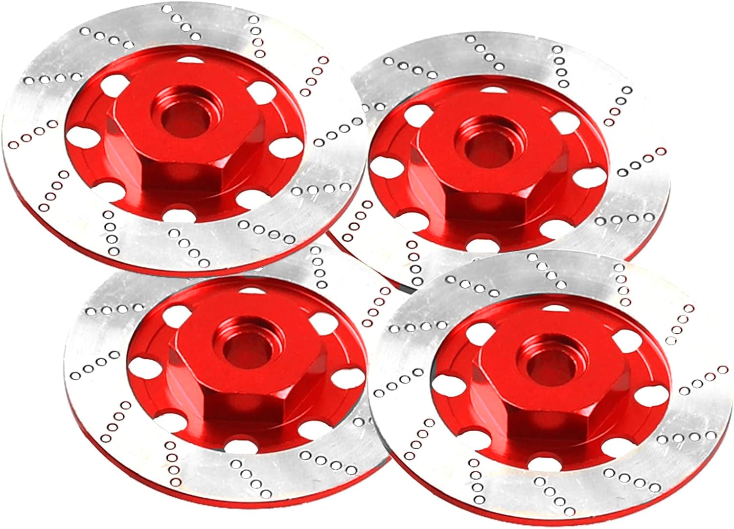 4Pack Vgoohobby Metal 12mm RC Car Hex Hub 12mm Brake Disc Wheel Hubs Adapter Spacer Compatible with Traxxas Tamiya Redcat HSP HPI 1/10 On-Road Car (Red)
