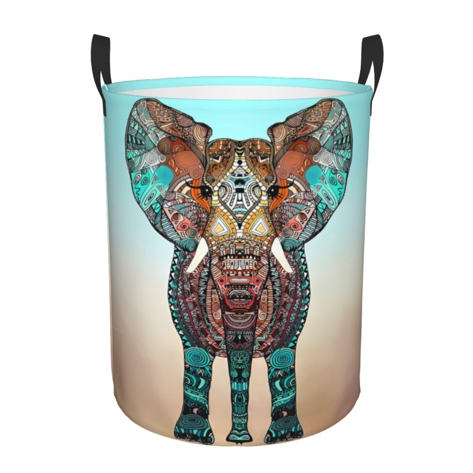 M Circular Hamper – Collapsible Cute elephant Print Laundry Basket
