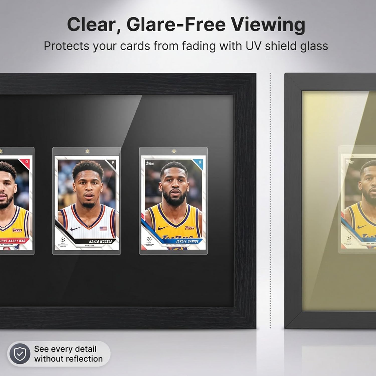 Card Display Case,3 Graded Card Display,12.8"x9.4"Wood HD Baseball Card Display,for,Sports,Baseball,Basketball,Hockey(Black)