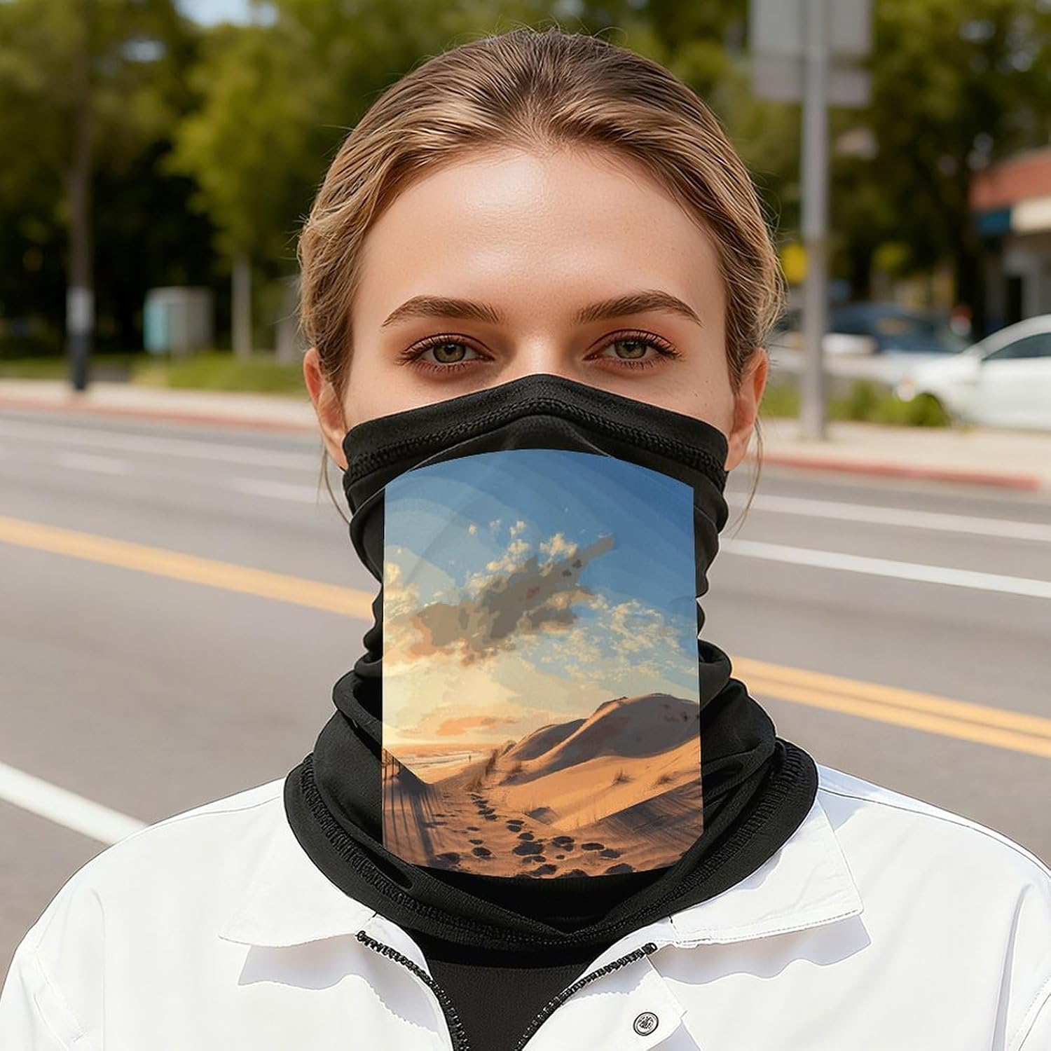 Sand Dunes Face Mask for Men Women,Neck Gaiter Sunscreen Breathable,Face Cover for Skiing Fishing Hiking Cycling