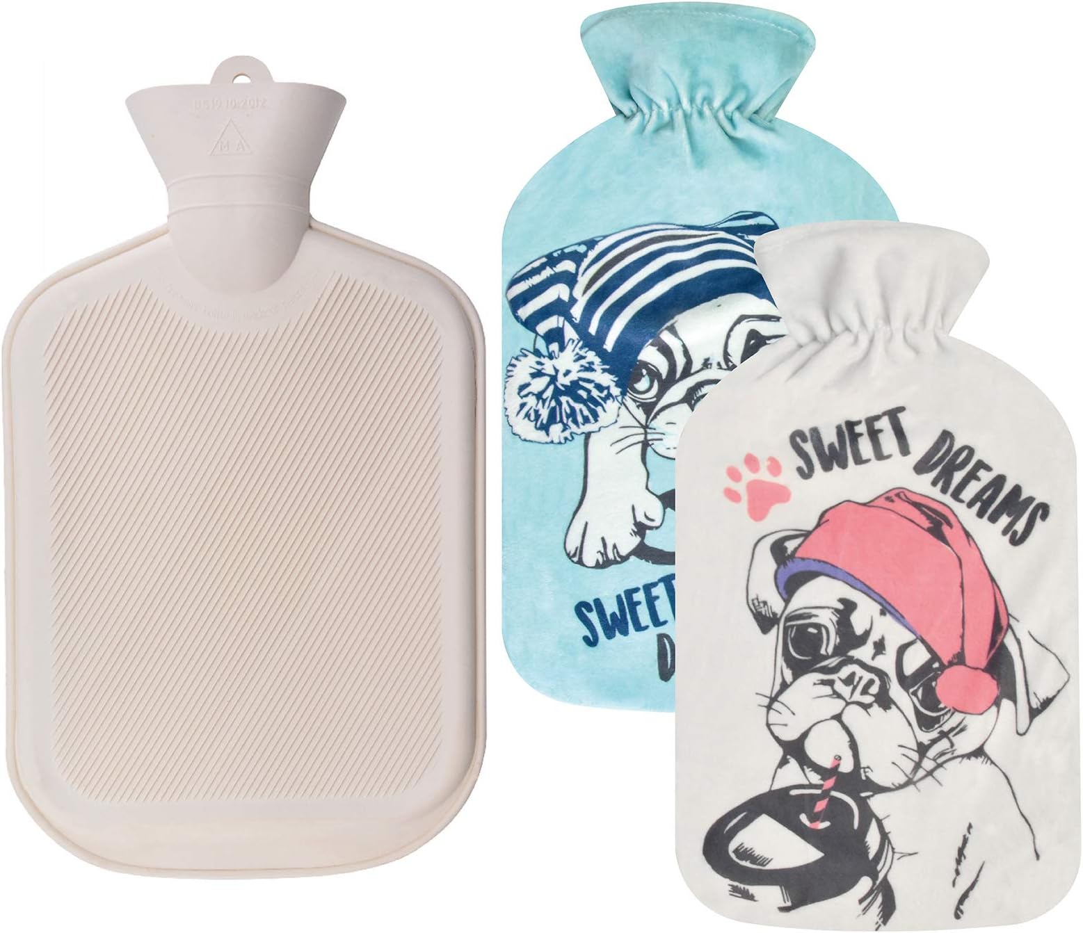 WINNPRIME Hot Water Bottle with 2 Soft Cover, 2 Liter Rubber Hot Water Bag for Pain Relief, Hot & Cold Therapy, Cramps, Neck, Shoulders and Feet Warmer
