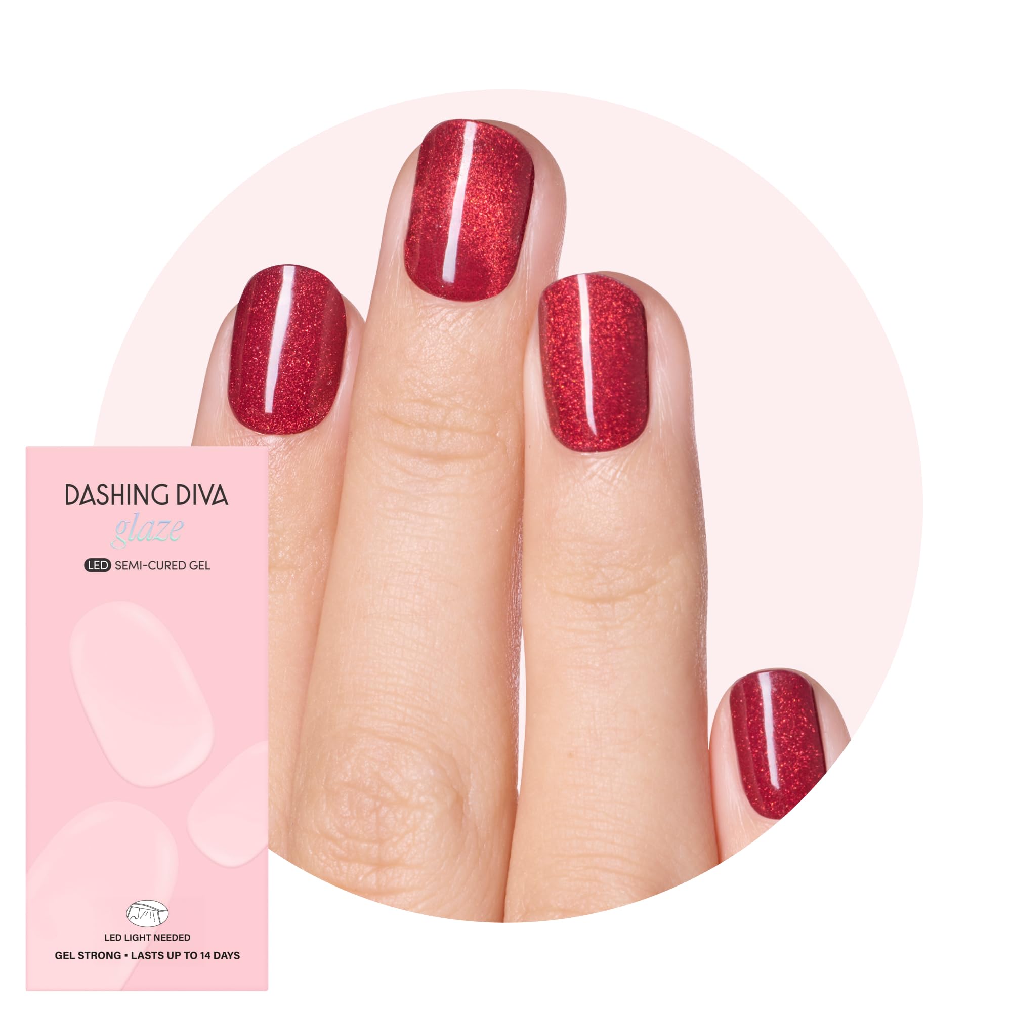 Dashing Diva Glaze Effects Nail Strip Set - Ruby Red Apple - Long Lasting, Chip Resistant, Semi-Cured Gel Nail Strips - 4-Piece Manicure Set with 32 Strips