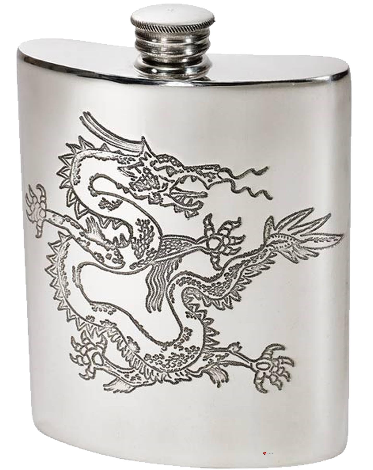 Flacon de Hanche en Étain Poli I LUV LTD avec Motif Croix Celtique Gravable
