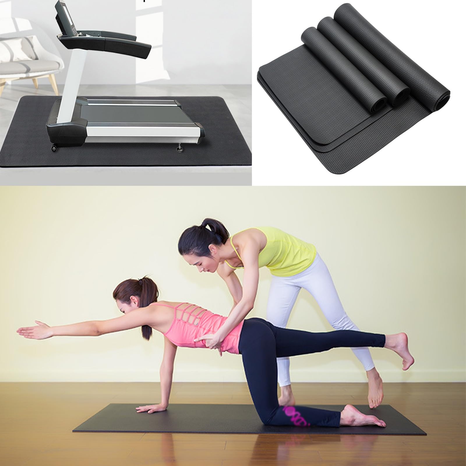 Tappetino Per Tapis Roulant, Tappetino Per Attrezzature Fitness, Tappeto Antiscivolo Antivibrazione Protezione Del Pavimento, Per Tapis Roulant, Ellittiche, Canottaggio，Tappetino Fitness NBR(190x85cm)