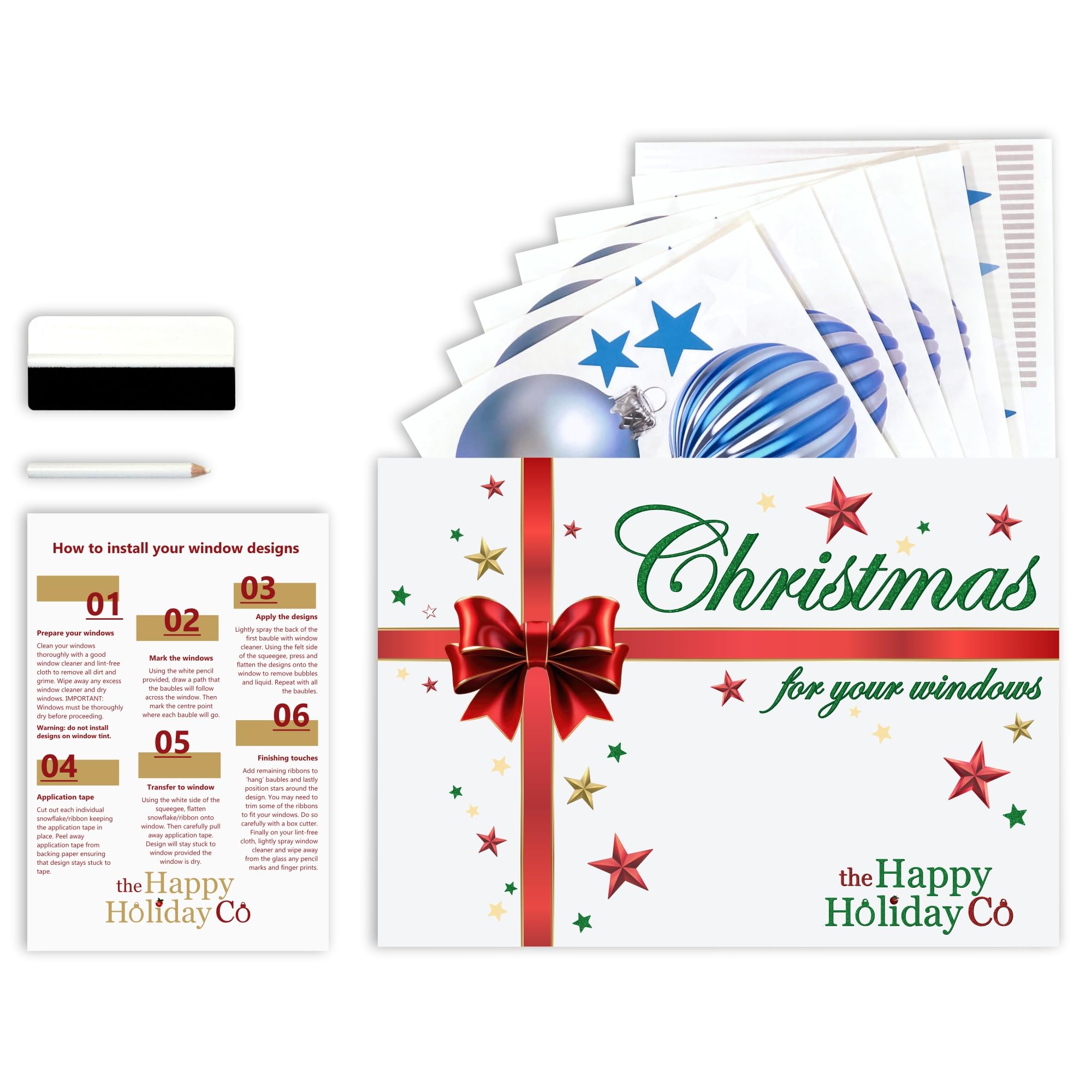 Decalcomanie decorative per finestre natalizie con effetti 3D rossi e bianchi, palline in vinile per Natale, adesivi a tema natalizio per finestre, decorazioni fai da te per feste, non sbiadiscono,