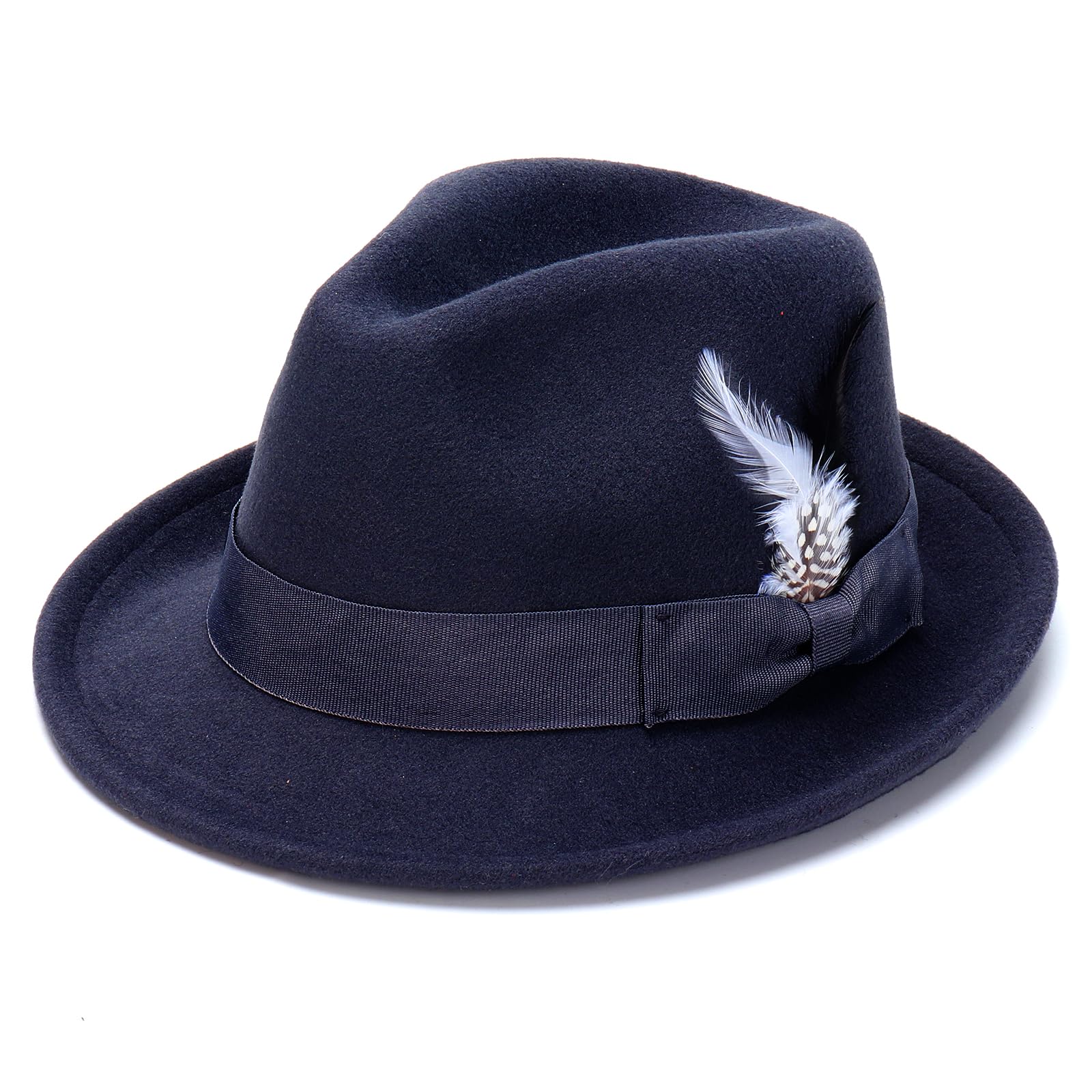 Ultrafun Fedora Hats for Men Women Classic Short Brim Felt Manhatta Fedora Hat with Feathers Band