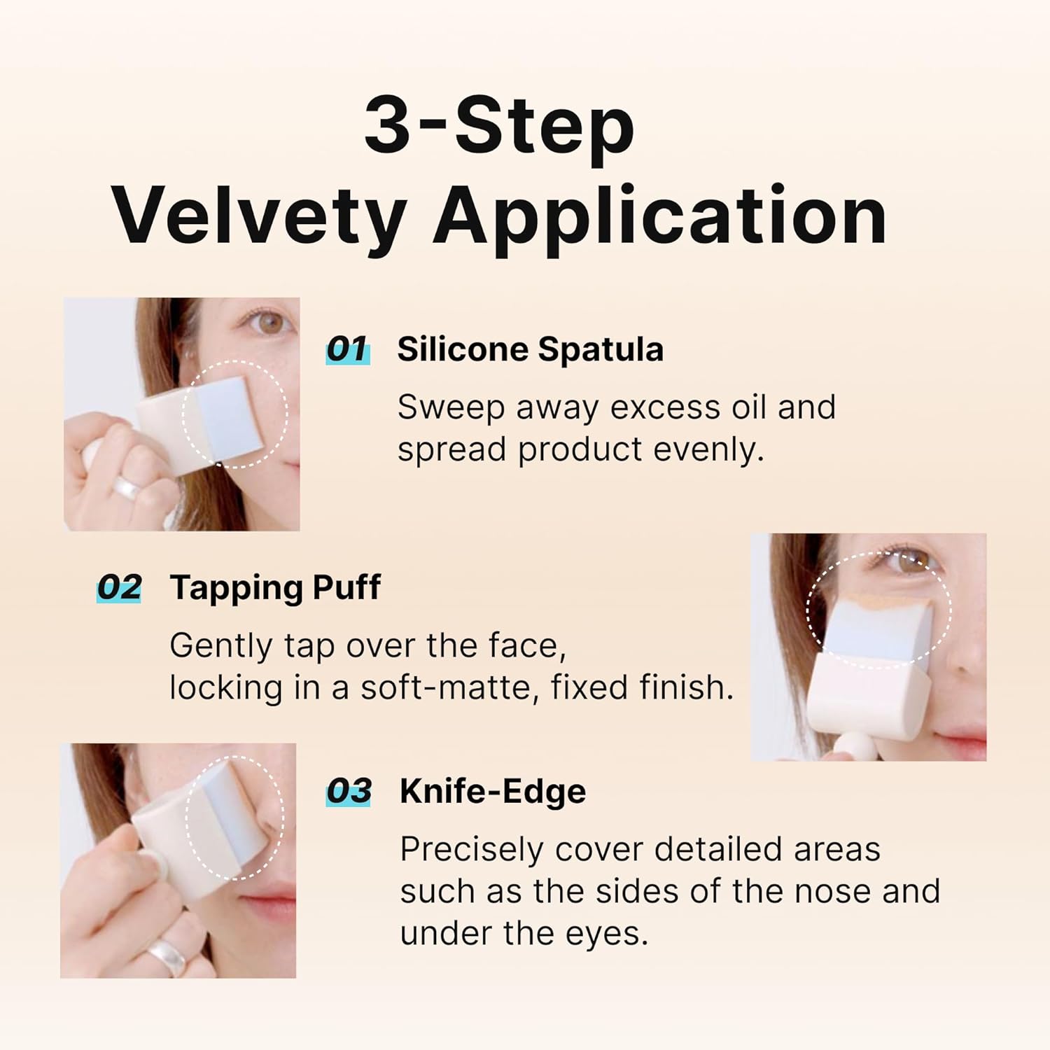 THE TOOL LAB Magnet Styler Soft Matte Dual Puff, Liquid Foundation Makeup Tool with Spatula and Tapping Puff for Liquid Cream Blending, Oil Control, Korean Makeup (1 Count)