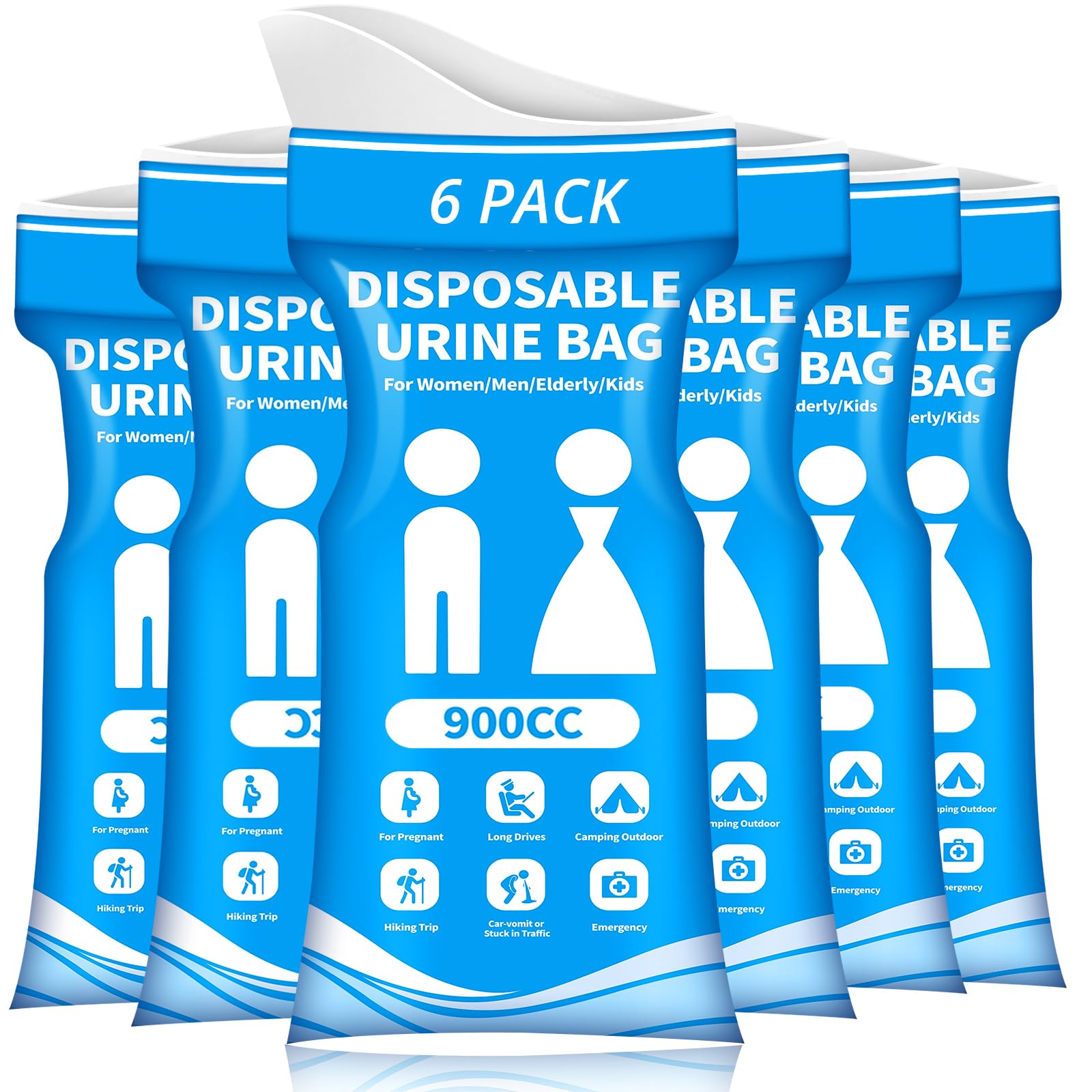 Disposable Urine Bag for Travel - 900ML Portable Pee Bags for Women Men 12 PCS/24PCS Emergency Vomit Bags Unisex Urinal Toilet Bag for Car Camping, Road Trip,Traffic Jams, Pregnant, Kids, Patient