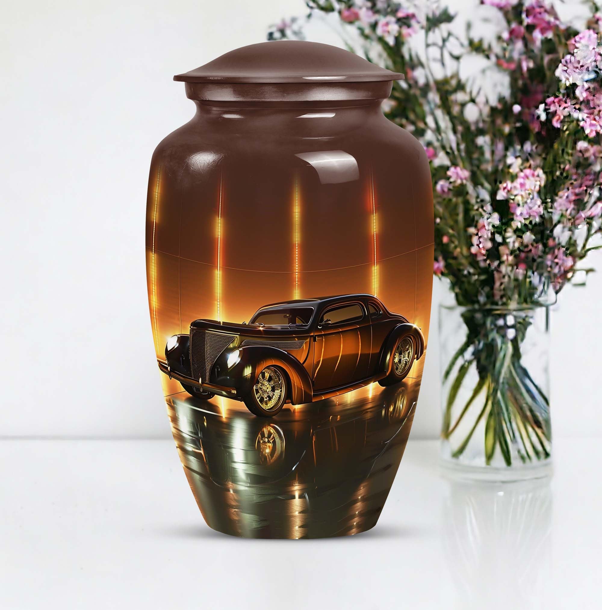 Decorative Cremation Urn For Adult Human Ashes - 10 Inch, Large Capacity, With Velvet Bag For Home Or Burial