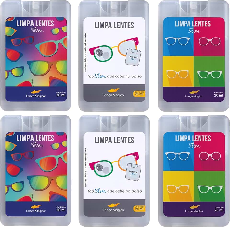 Lenço Mágico - Spray Slim Limpa Lentes 20ml Óculos Câmeras Celulares Lentes 290 Aplicações Antibacteriano Inodoro Sem Resíduos Notificado Anvisa