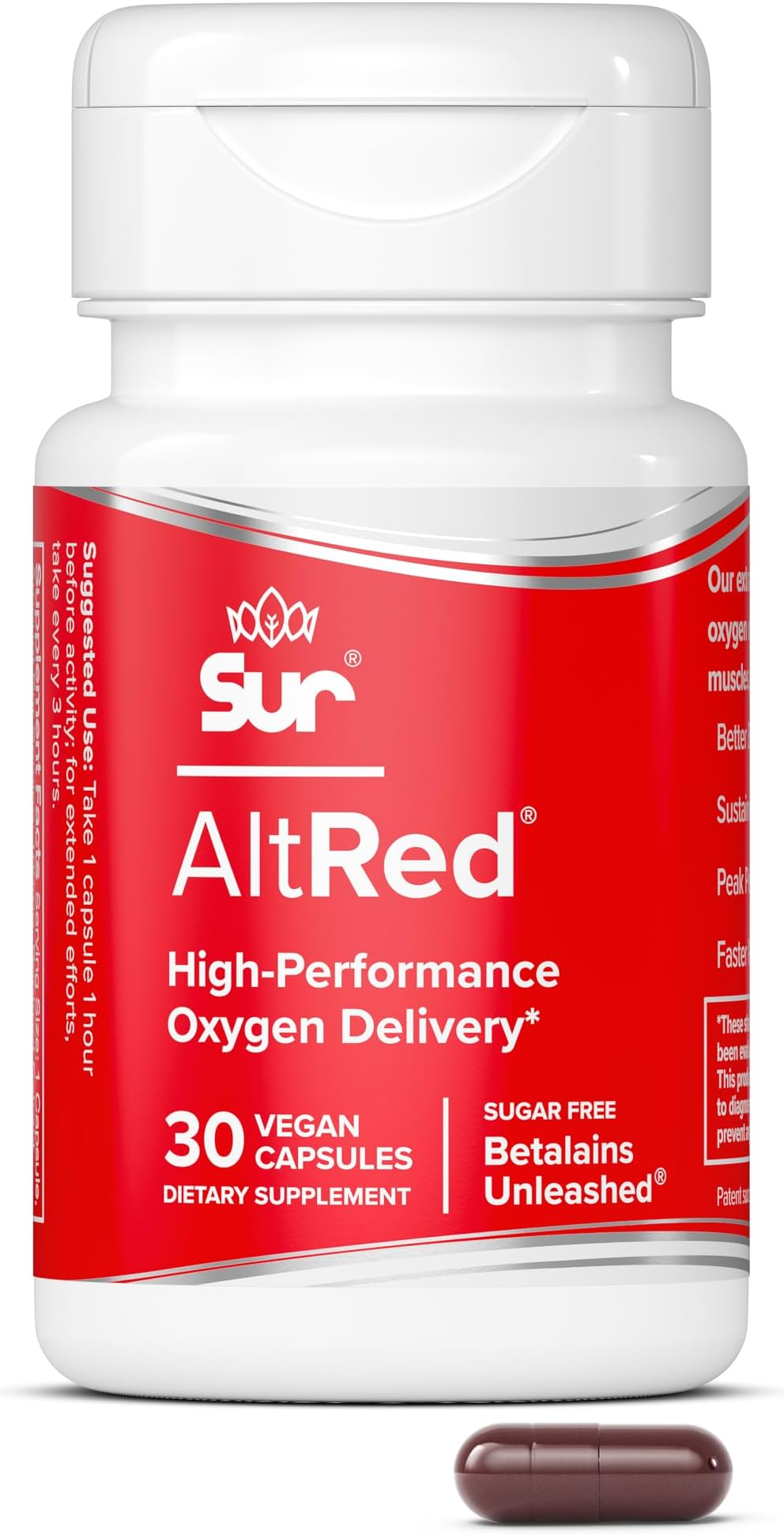 - Sur AltRed Beet Root Capsules for Muscle Recovery and Sports Nutrition - 25% Betalain Extract Pre Workout & Nitric Oxide Supplement for Endurance Athletes