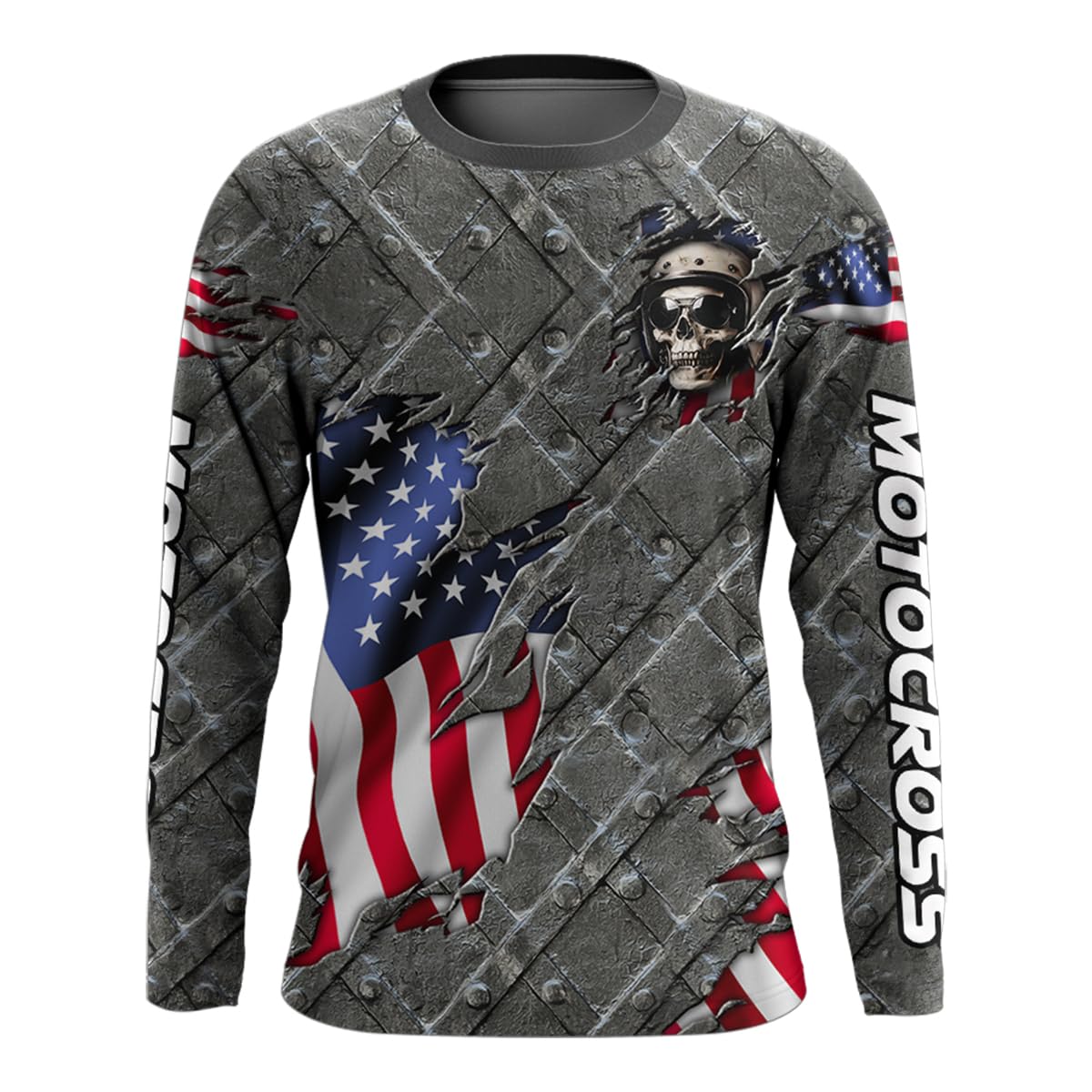 American Flag Motocross Kid Men Women Jersey UPF30+ Patriotic Dirt Bike Shirt Off-Road Racing Shirt Motorcycle Jersey| XM103 (04)