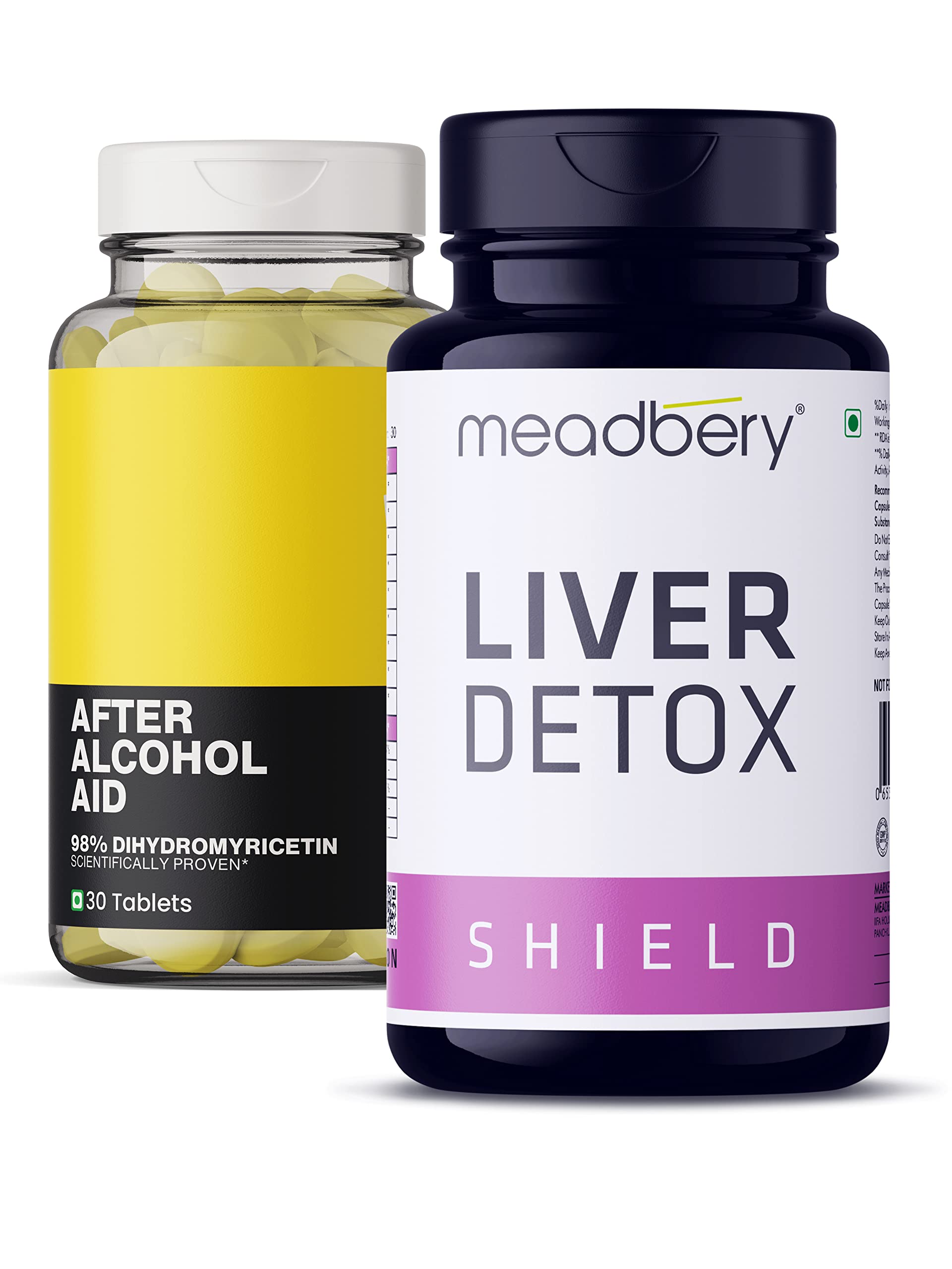 After Alcohol Aid & Liver Detox Kit, Fatty Liver Support with Milk Thistle, NAC, DHM, Liver Shield & Liver Protector, & Gluten Free, 30+30 Tablets