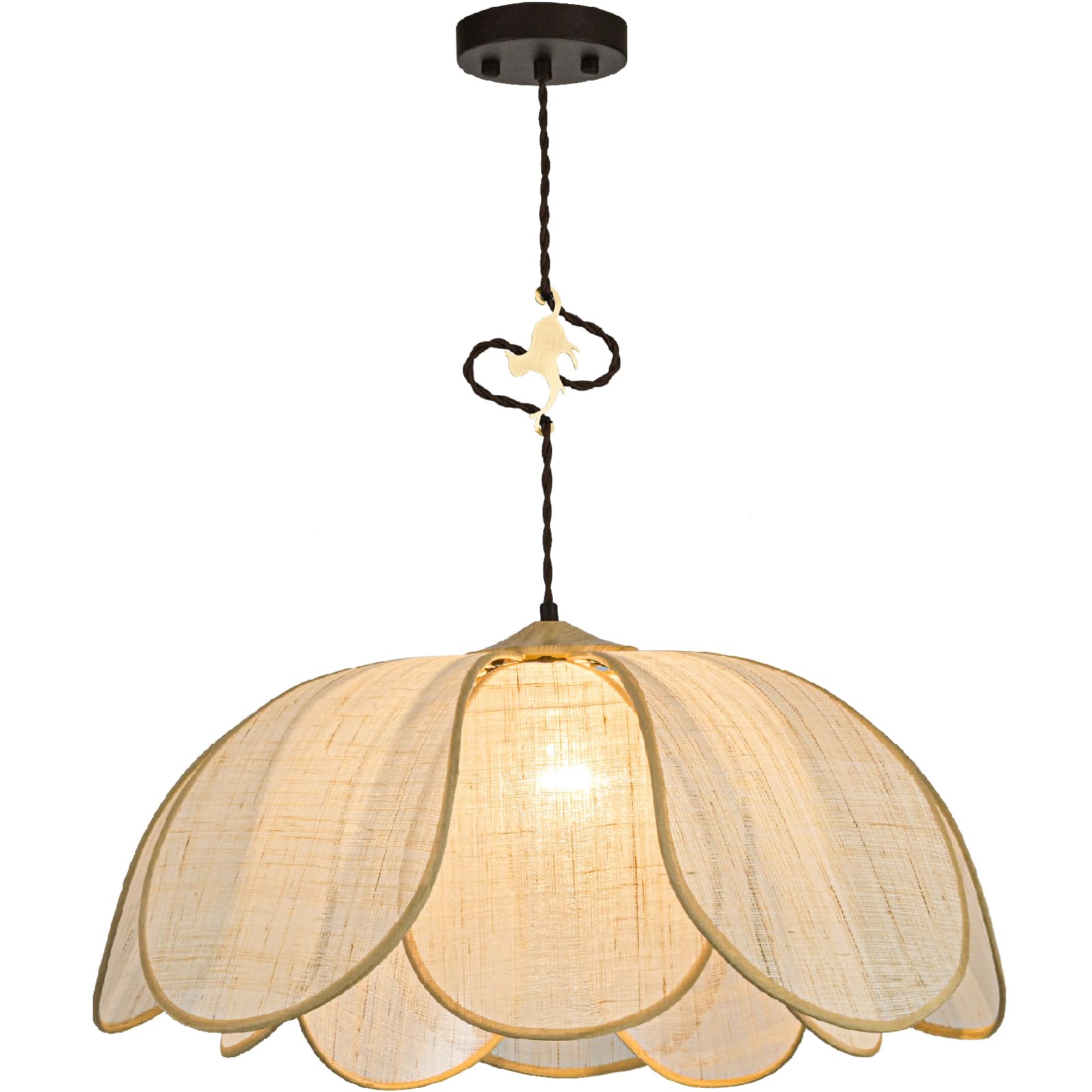 Photo 1 of LuoliiTa Boho Light Fixture, 25.6" Hand Woven Rattan Chandelier, Boho Chandelier with Brass Cat Hook for Dining Room, Living Room, Kitchen, Bedroom and Restaurant