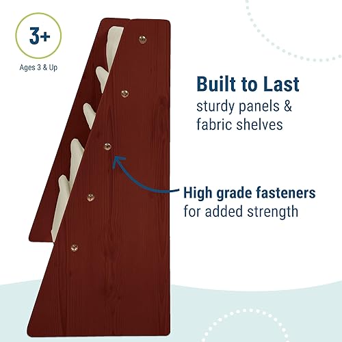 Miniatura 47 de Wildkin Estantería de madera para niños, diseño de lona premium con 4 estantes de tela, organizador para el hogar o el aula, natural con aguamarina