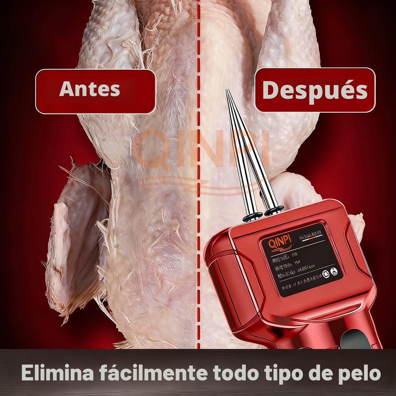 Desplumadora eléctrica rápida de aves, cabezal cónico de acero inoxidable 304, ajuste automático de la tensión, motor de cobre puro, elimina el pelo fino fácil y rápidamente, uso doméstico y comercial