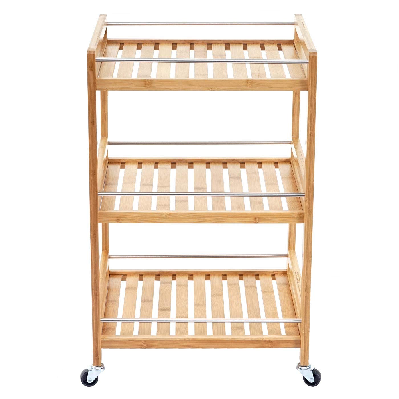 Mendler Chariot de Service HWC-D91 Bambou 76x46x38cm
