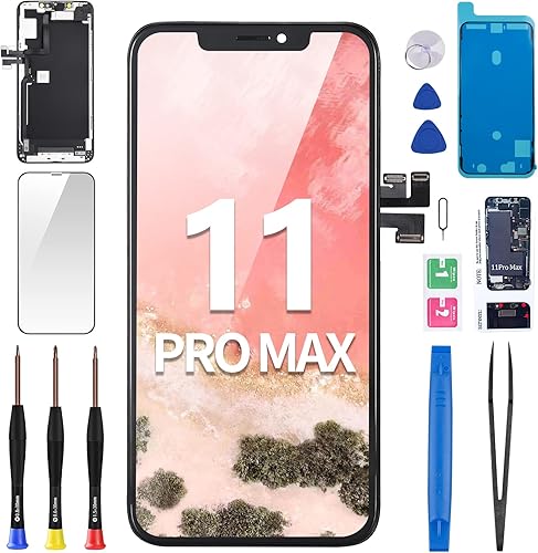 BESJMYT Para iPhone 11 Pro Max Reemplazo de pantalla de 6.5 pulgadas con altavoz de oído Sensor de proximidad Pantalla táctil 3D Digitalizador