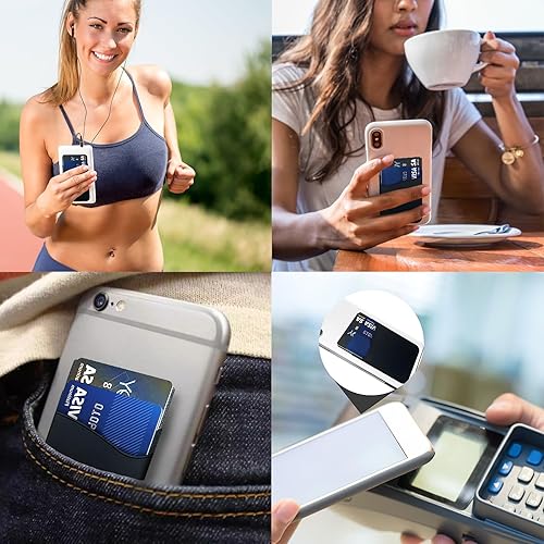 Miniatura 6 de fengchen Práctica y versátil cartera para teléfono celular, se adhiere en la parte posterior del teléfono, bolsillo de silicona de alta calidad con