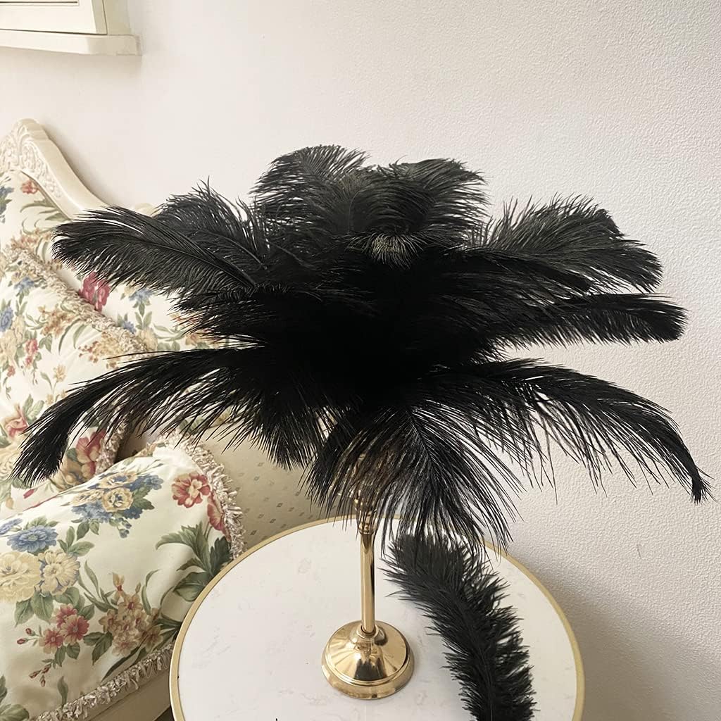 Black 10pcs 16-18inch Ostrich Feathers for Wedding Centerpieces Christmas Plume Home Decorations Party