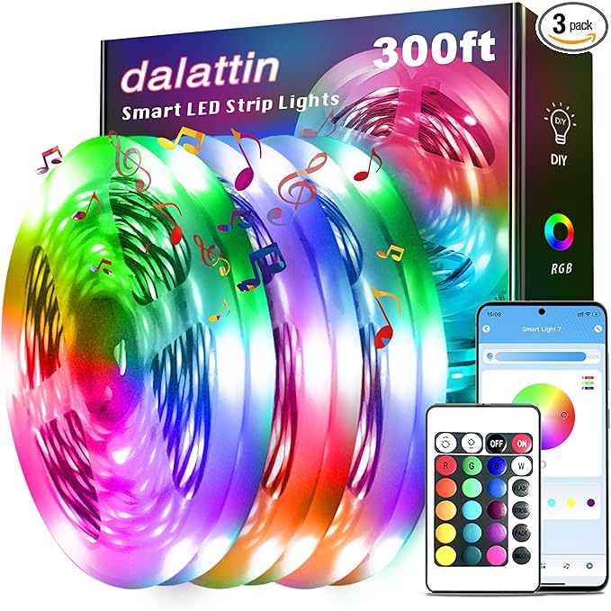 dalattin Led Lights for Bedroom 300ft, Smart Led Strip Lights with App Control Remote