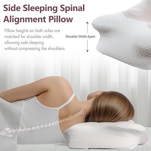 Miniatura 4 de Almohadas ergonómicas de espuma viscoelástica para dormir, almohada cervical para aliviar el dolor, almohada refrescante para dormir de lado para