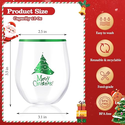 Miniatura 54 de SUT Copas de vino desechables transparentes sin tallo, vasos irrompibles de 12 onzas, paquete de 32 unidades, inastillables, reciclables, vasos