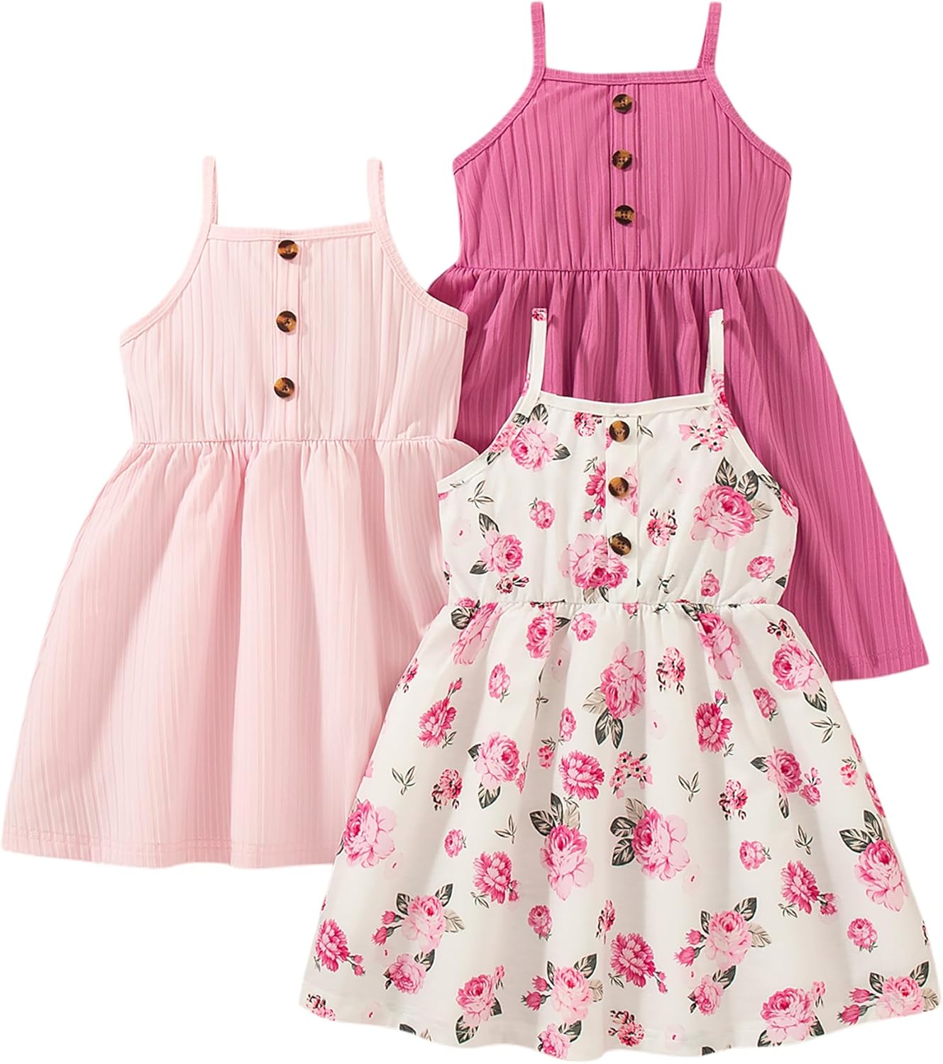 Girls Dresses Toddler Girls Dress 3-Pack Casual Party Print Skater A-line Dress Sundress