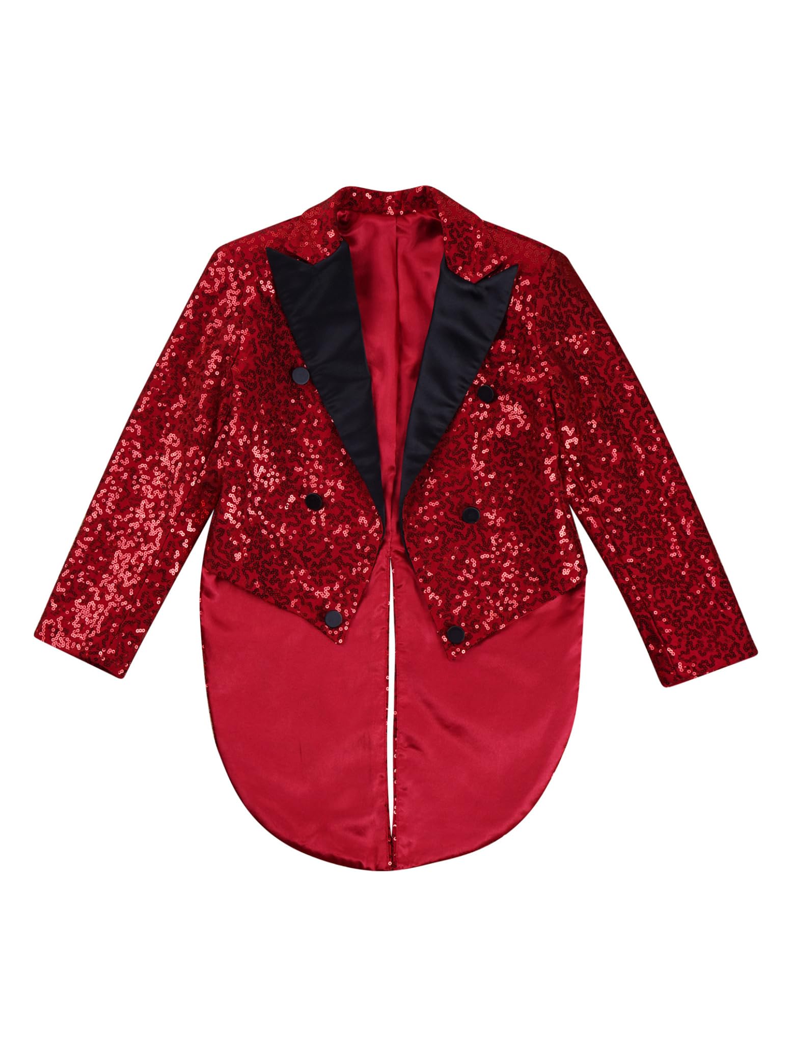 Hedmy Chaqueta Brillante de Fiesta para Niños Blazer Lentejuelas de Esmoquin con Solapa y Botones Cruzados Chaqueta de Mago 5-14 Años borgoña 11-12 años