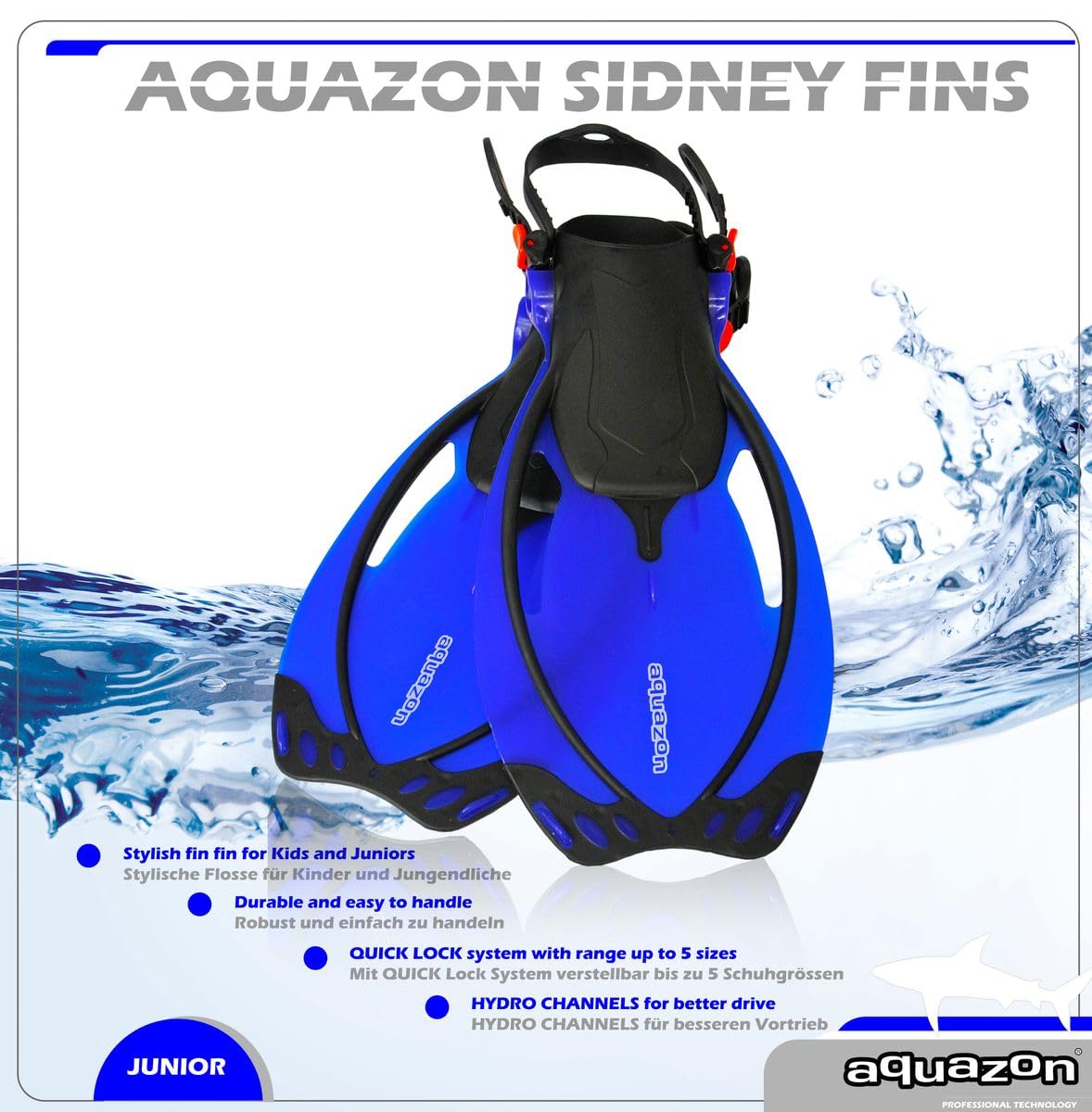 AQUAZON Sidney Verstellbare Flossen für Kinder und Jugendliche