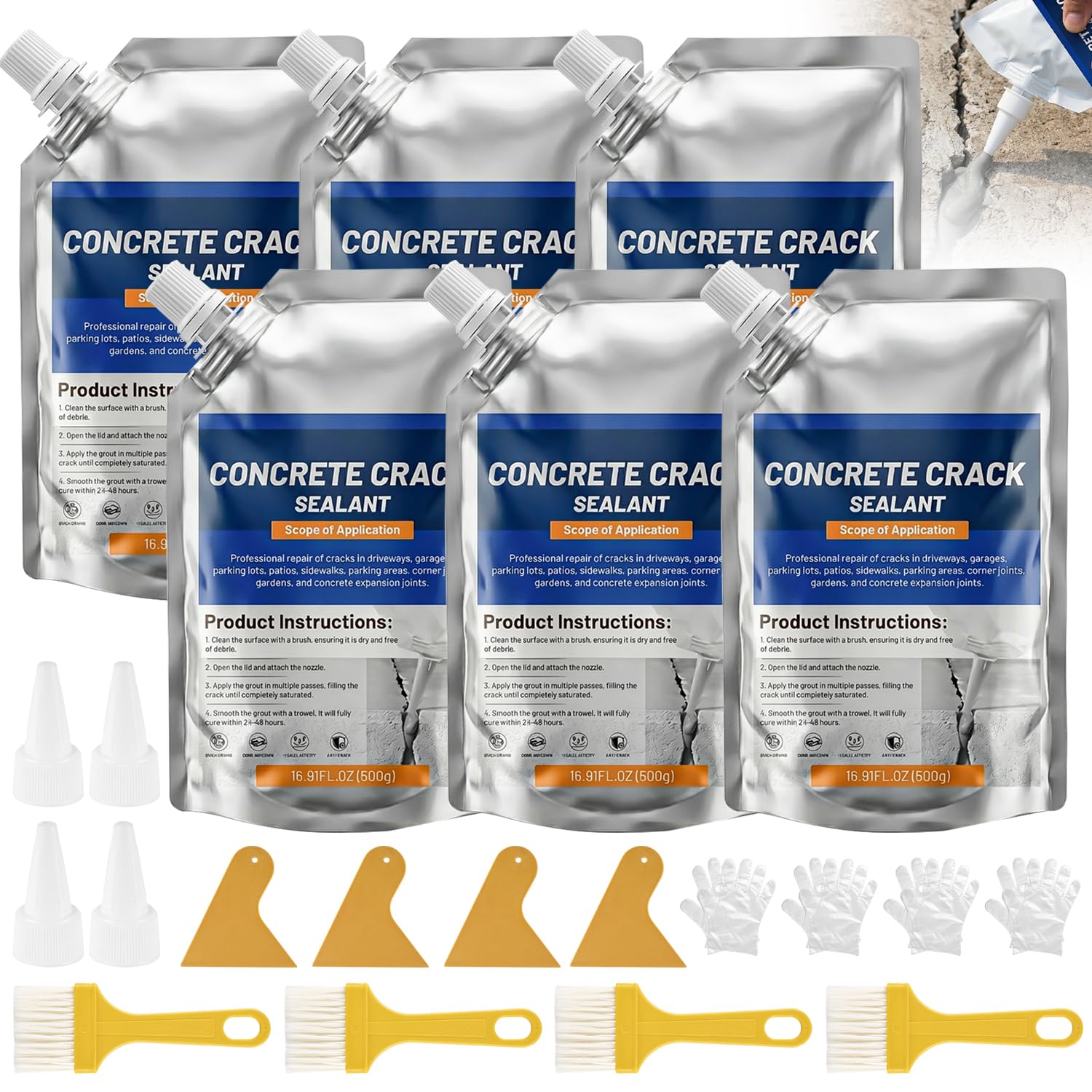 Photo 1 of Concrete Crack Filler, Self-Leveling Magic Crack Filler for Concrete, Waterproof Repair Sealant for Cement Driveways, Patio, Sidewalk, Indoor & Outdoor, High Elasticity and Quick-Drying
