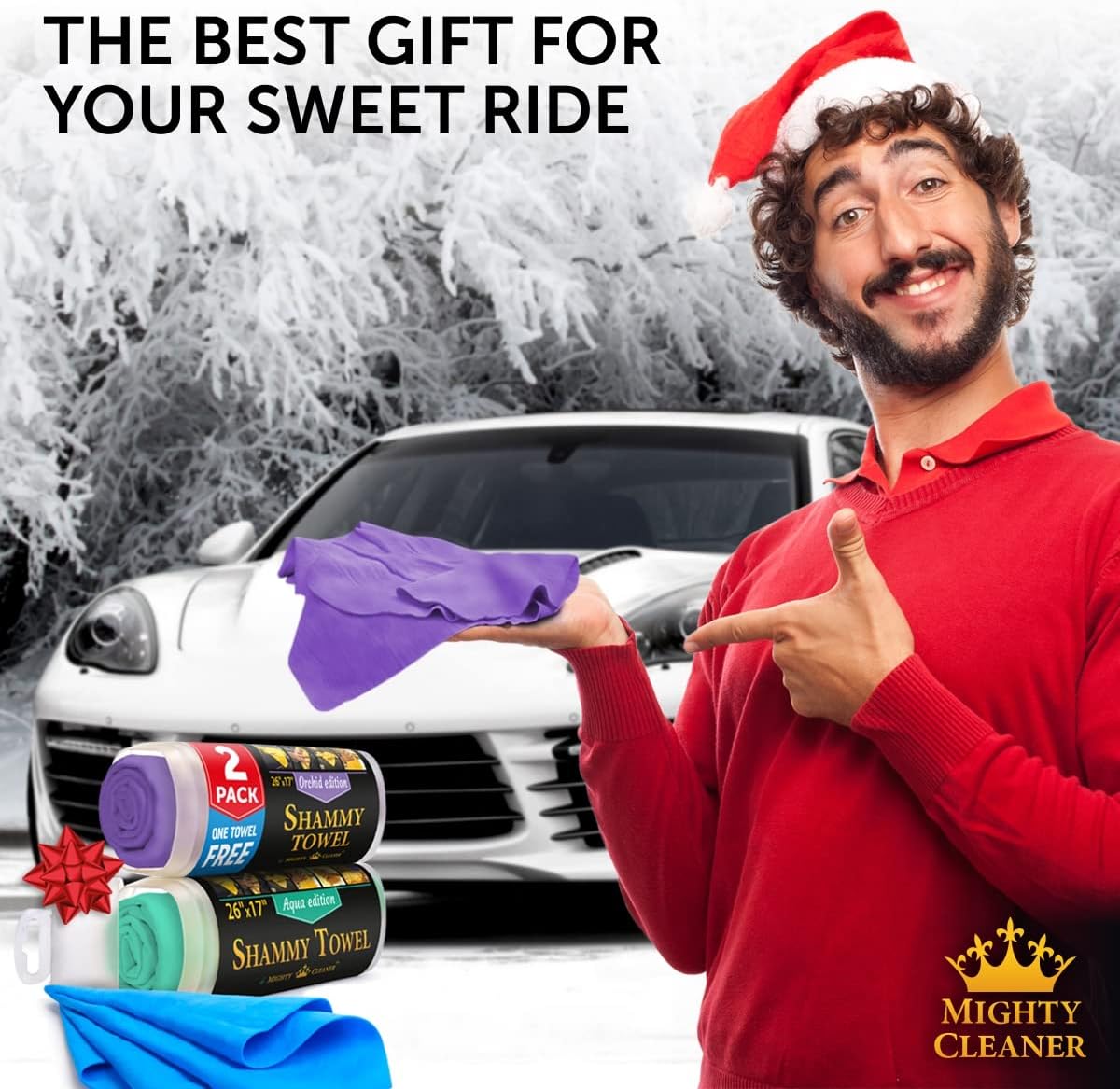 Premium Chamois Cloth for Car - 2pack + 1 Bonus Car Shammy Towel - 26”x17” - Super Absorbent Reusable Shammy Cloth for Car - Scratch-Free : Automotive