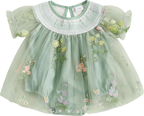 Baby Girl Outfit Mesh Tulle Flower Butterfly Embroidery Sleeveless Princess Dres