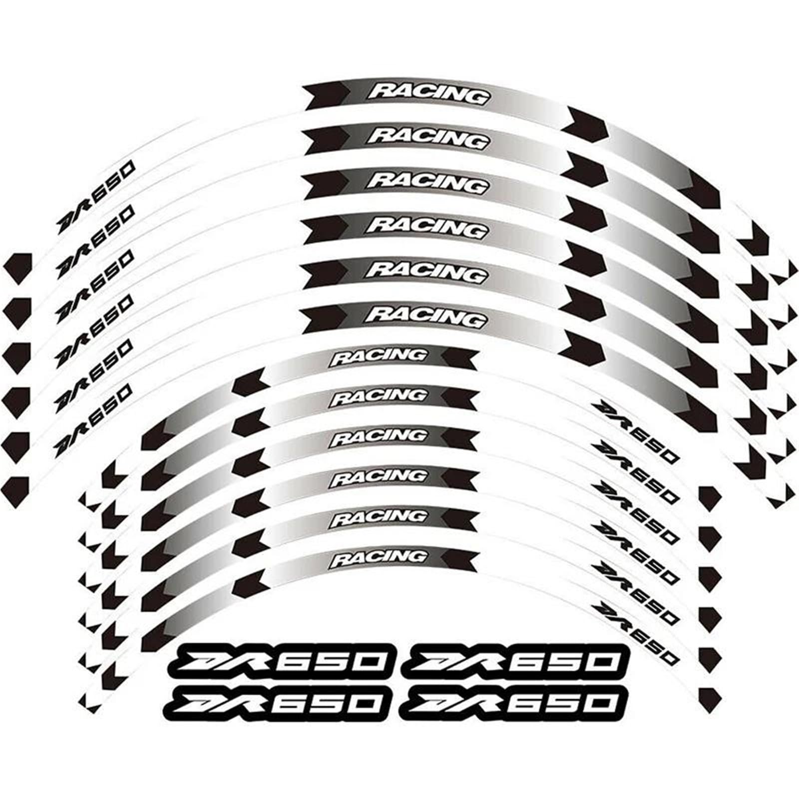 Decorative Stickers Motorcycle 18inch Wheel Sticker Decal Reflective Rim for Suzuki DR650S 2015-2021 2020 2019 2018 2017 2016(White)