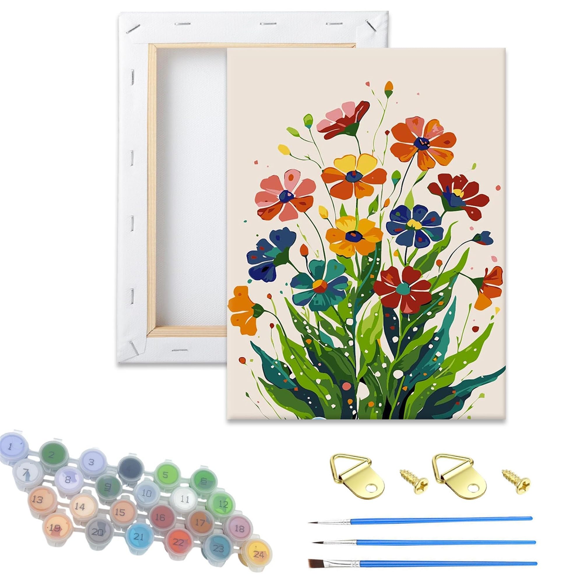 DSFEFV DIY Paint by Number for Adults,Wooden Framed Painting Kits for Adult,Easy Color by Numbers Acrylic,Small Paint by Number Canvas Crafts Watercolor for Beginner Room Decor (Flower)