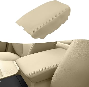 Center Console Armrest Cover Replacement for Acura TSX 2009 2010 2011 2012 2013 2014, Vinyl Leather Arm Rest Lid Upholstery, Custom-fit, Anti-Scratch, Beige
