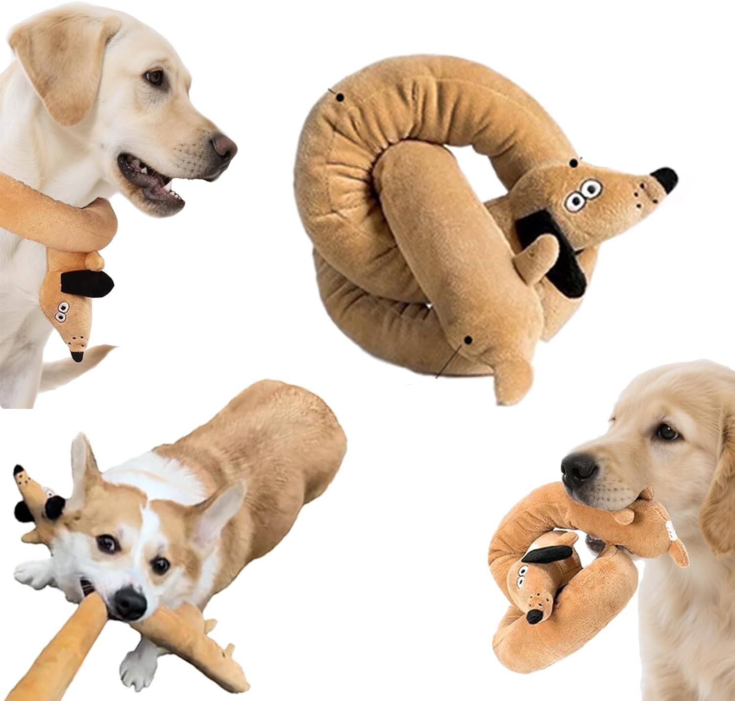 Soft Tan Squeaky Dog Toys for Small Dogs & Puppies: Interactive Toys to Keep Them Busy, Perfect for Tug-of-War and Teeth Cleaning, Ideal Plush Dog Toy Gift for Birthdays
