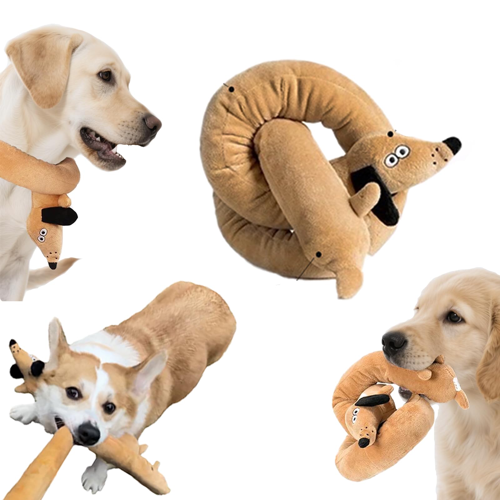 OKULLYSH Soft Tan Squeaky Dog Toys for Small Dogs & Puppies: Interactive Toys to Keep Them Busy, Perfect for Tug-of-War and Teeth Cleaning, Ideal