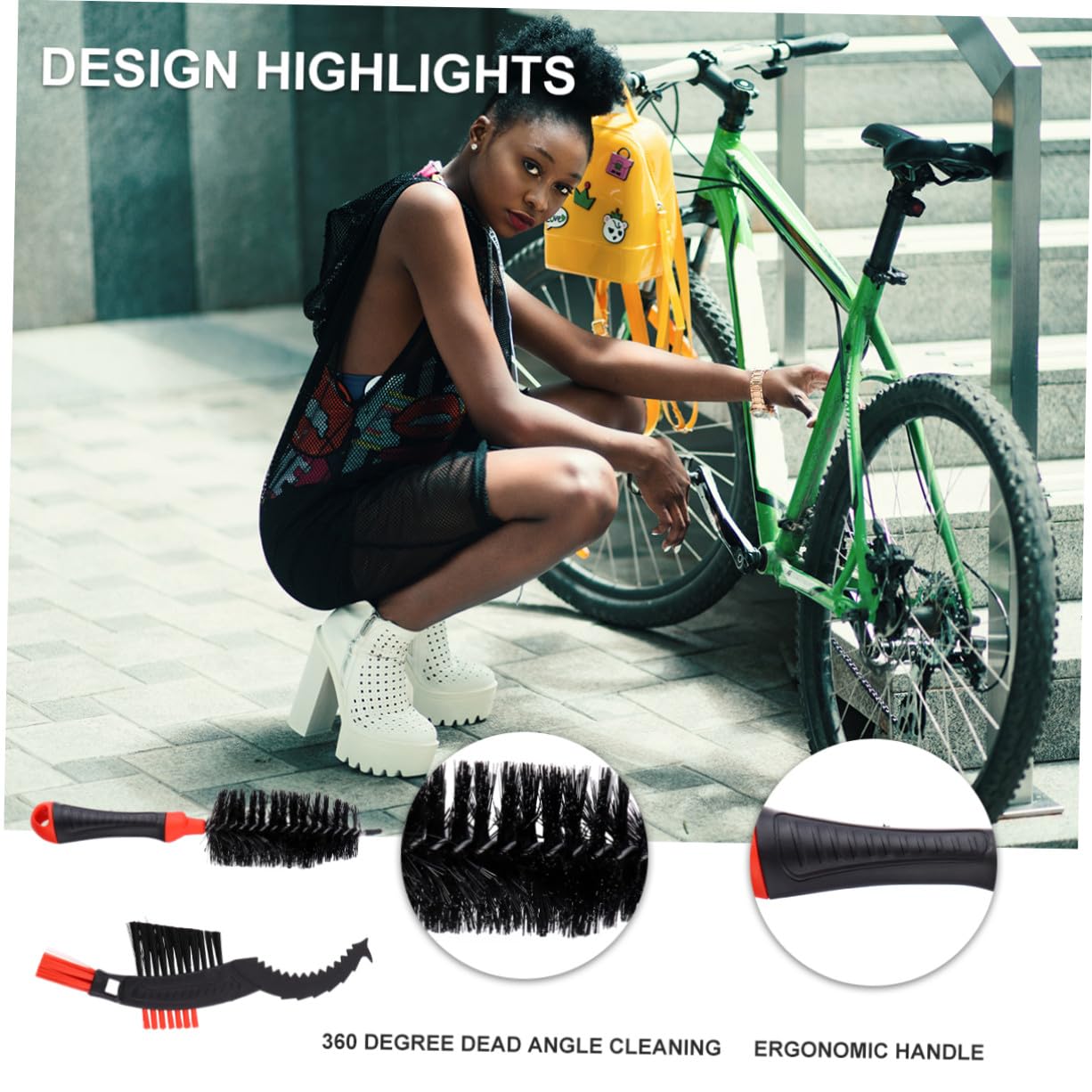 ibasenice 3 set Set Di Spazzole Per Pneumatici Pulitore Per Catene Di Biciclette Pulitore Per Catene Di Biciclette Spazzola Per La Pulizia Delle Di Kit Per 2 pezzi*3
