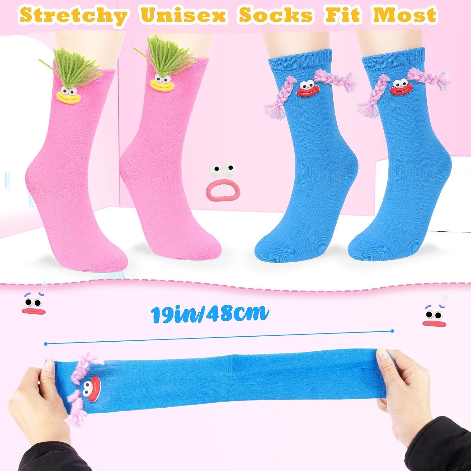 Crazy Sock for Kids - Funny Crazy Socks 2 Pairs Novelty Socks for Boys and Girls, Cartoon Cute Socks for Halloween Xmas Gifts