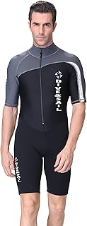 1.5mm Shorty Wetsuit for Men UV Protection Dive Skin Thermal Warm One Piece Swimsuit Shorty Wesuit Pants Stretched Diving Suit XXL Grey