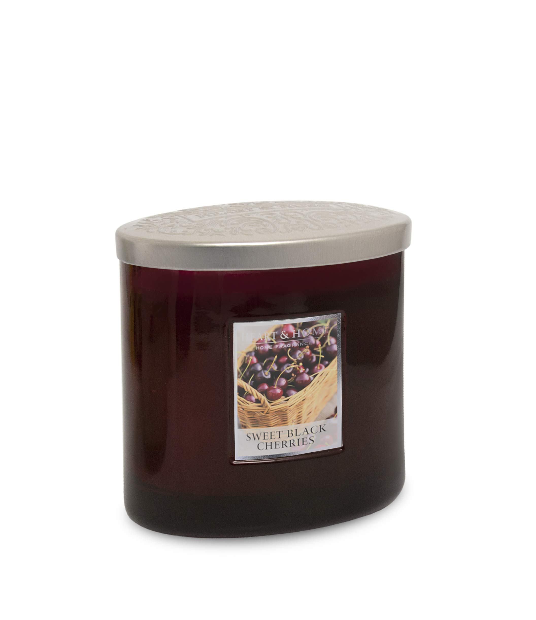 Heart And Home Sweet Black Cherries Heart & Home Twin Wick Ellipse Candle (Sweet Black Cherries)