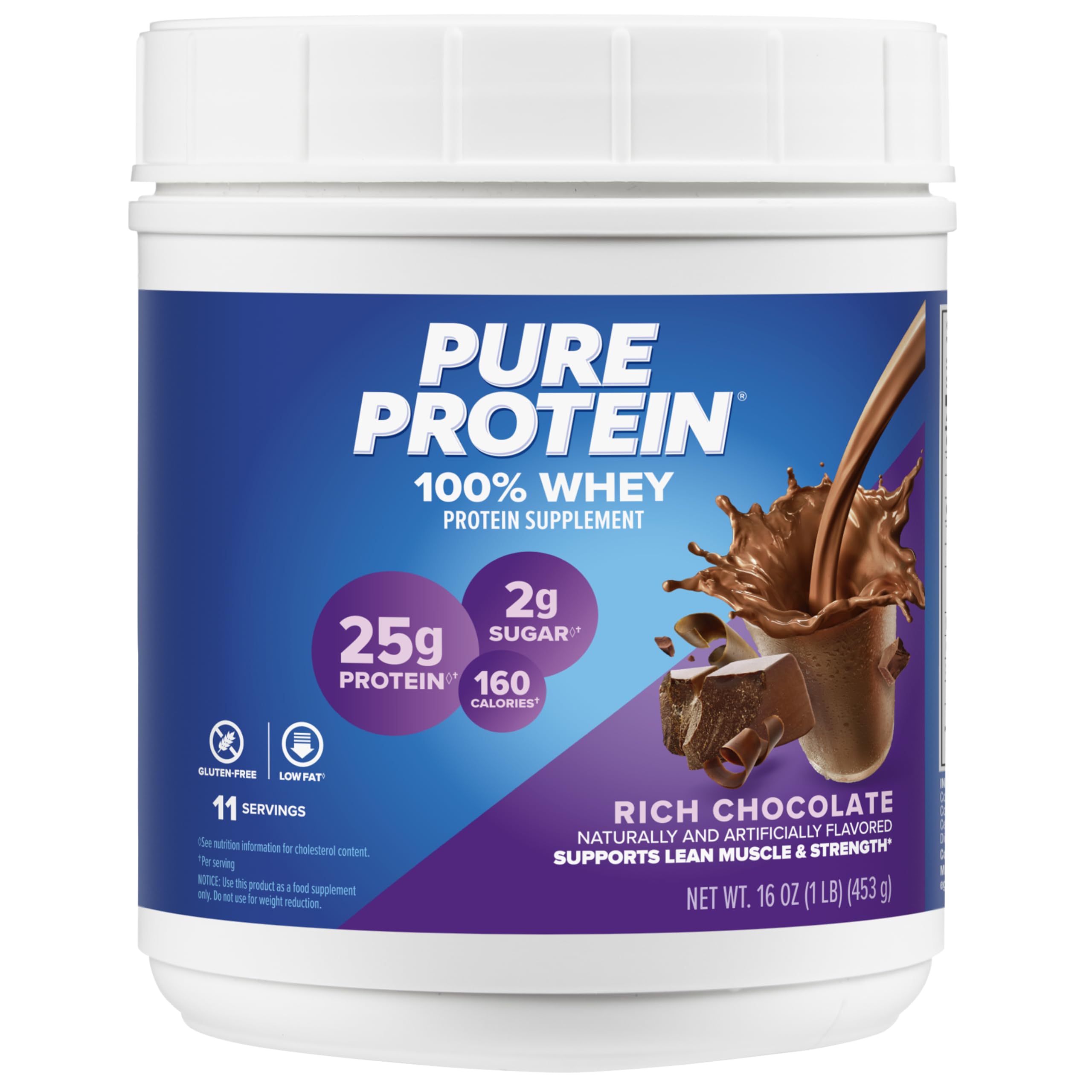 Powder, Whey, High Protein, Low Sugar, Gluten Free, Rich Chocolate, 1 lb (Packaging may vary)