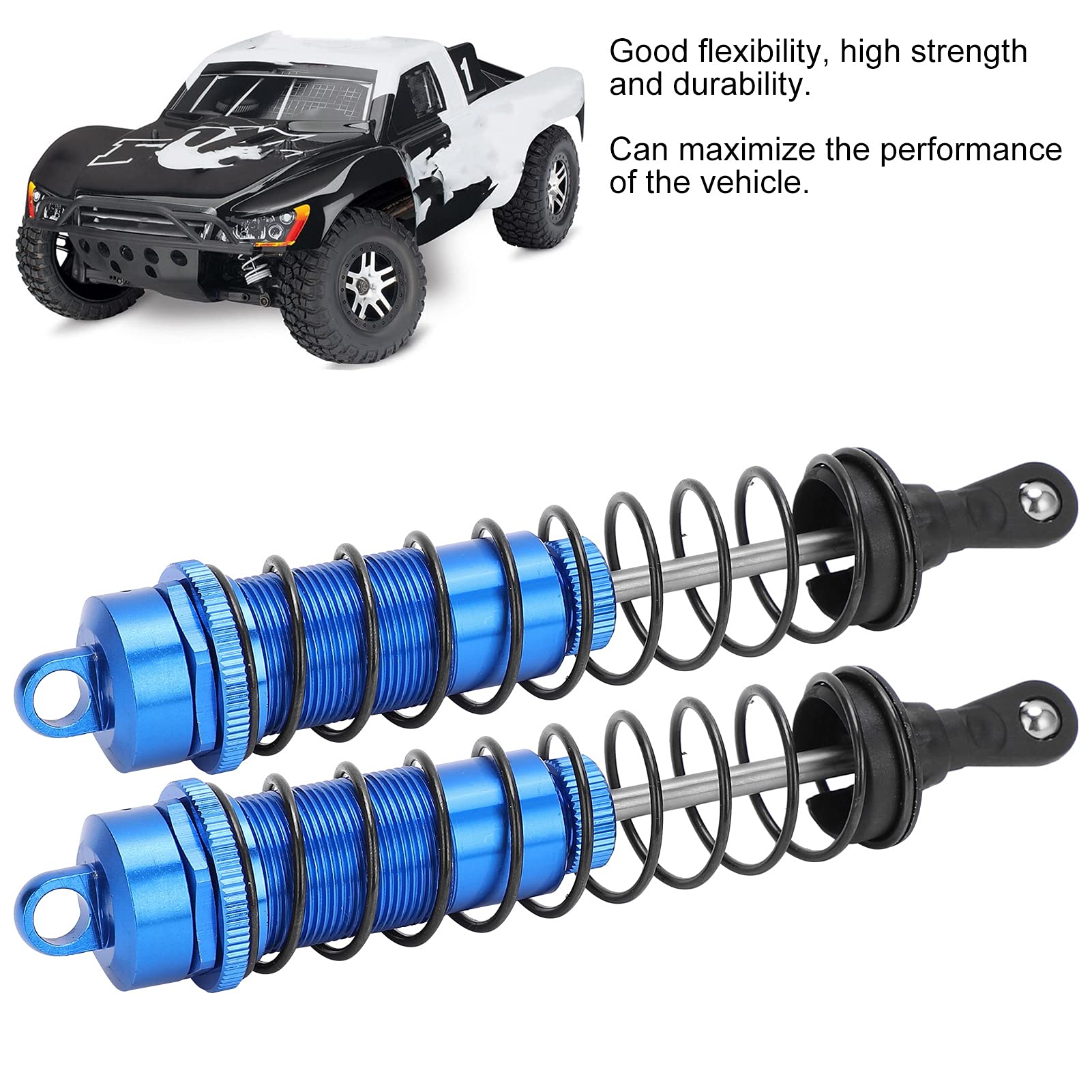 2 Szt. 1/8 RC Amortyzator 140mm Wypełniony Olejem Amortyzator Regulowany Amortyzator Sprężynowy do TRAXXAS SLASH 2WD RC Car(niebieski)