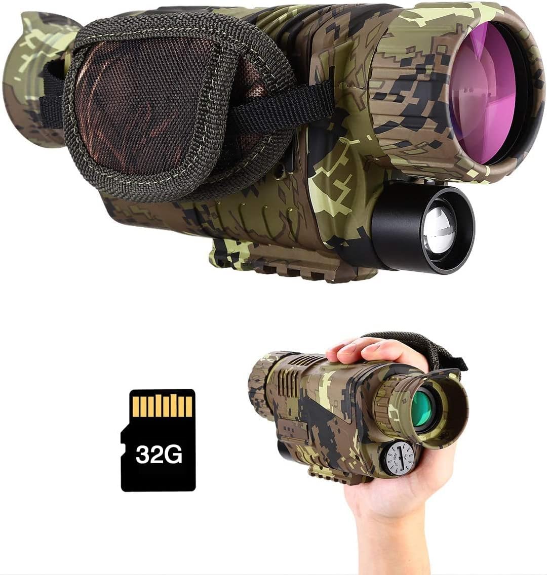 BOBLOV 32GB Night Vision Monocular, Infrared Night Vision Camcorder, Digital 5x8 Optics Scope Night Vision,200Yards Full Dark, Infrared Monoculars with 32GB Card and Battery for Hunting Observe