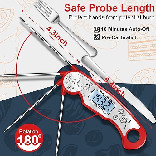 Miniatura 5 de Termómetro digital para carne, termómetro de alimentos de lectura instantánea rápida para cocinar, dulces, parrilla exterior y asado, termómetro