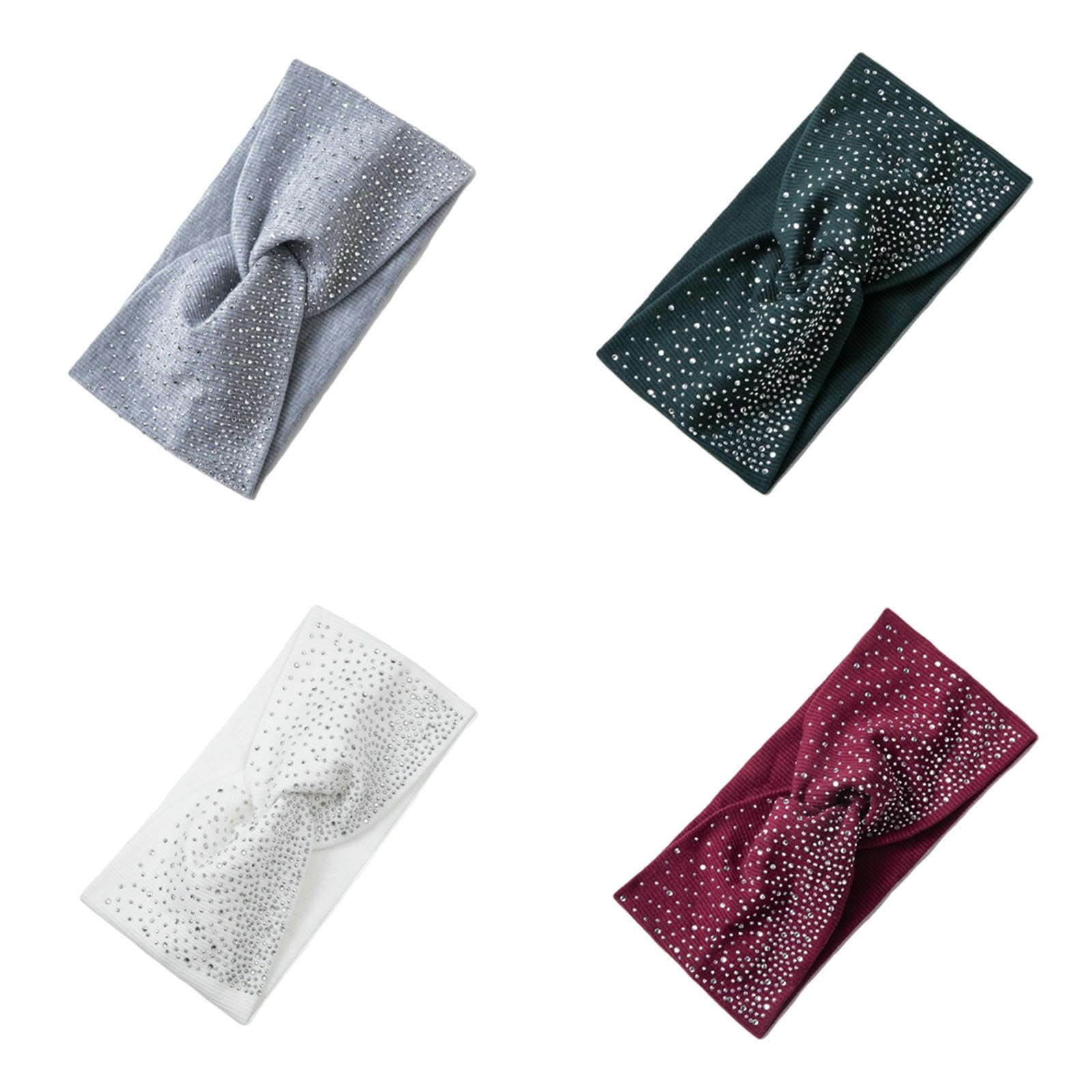 CYUCHENC wide headband 4 Pack Hot Crossover Wide-brim Elastic Rhinestone Fashion Sparkling European And American Hair Accessories-2-four