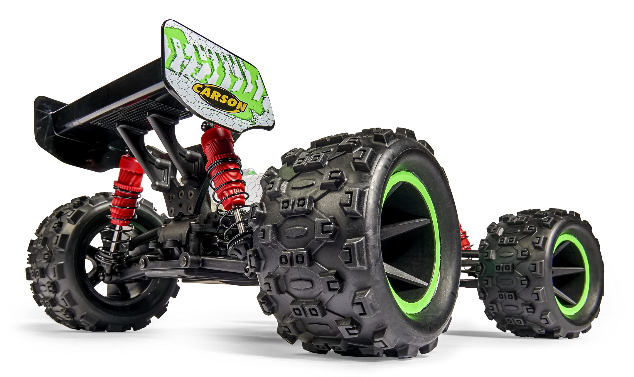 Carson 500404223 1:10 X10 Monster Warrior XL 2.0 100% RTR, zdalnie sterowany samochód, Offroad Buggy, w zestawie baterie i pilot zdalnego sterowania, nadwozie z nadrukiem